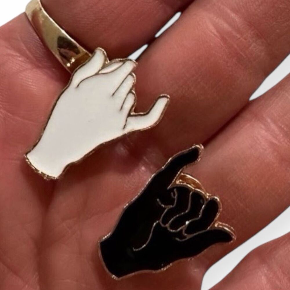 Black & White Pinky Swear Best Friends Enamel Pin Set